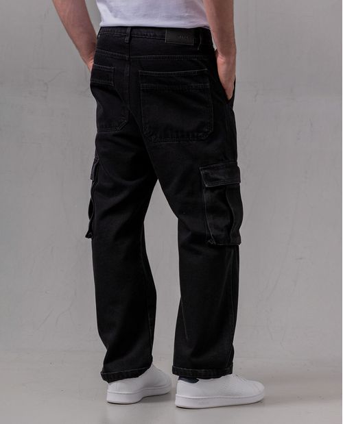 Jean Cargo negro para hombre