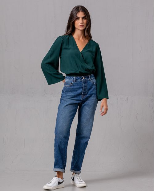 Camisa de diseño cruzado para mujer