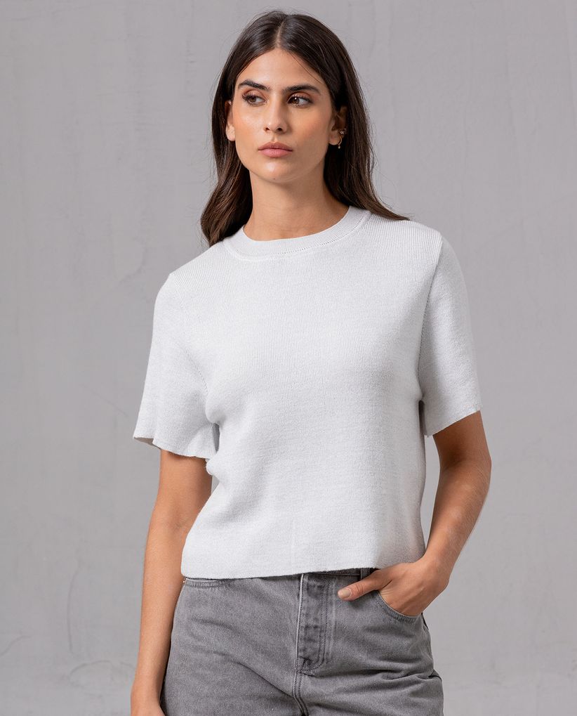 Camiseta tejida con hilos de lurex para mujer