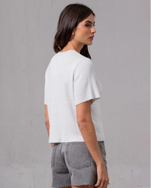 Camiseta tejida con hilos de lurex para mujer