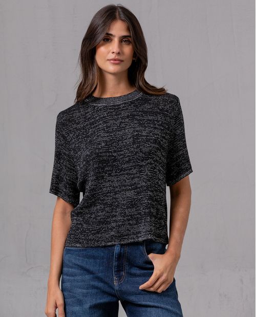 Camiseta tejida con hilos de lurex para mujer