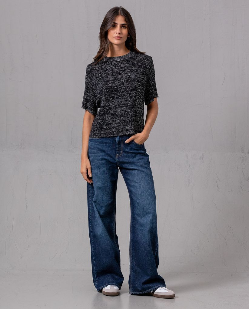 Camiseta tejida con hilos de lurex para mujer