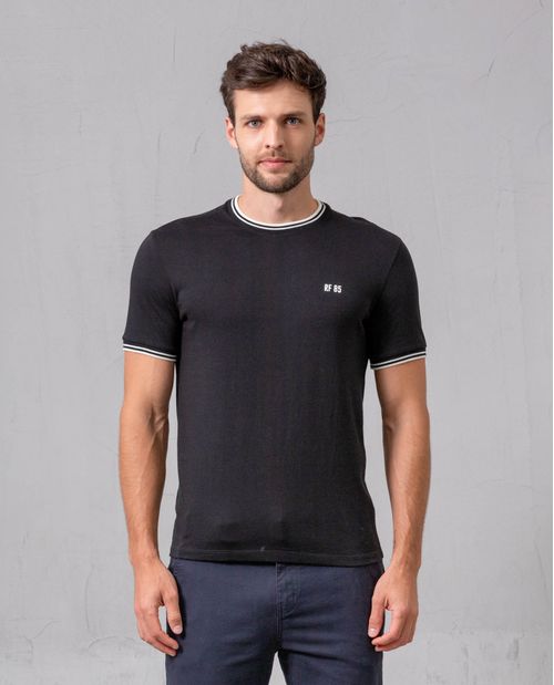Camiseta con cuello y puños en contraste para hombre