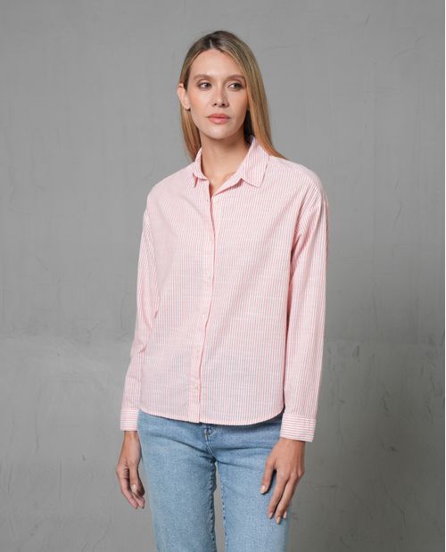 Camisa icónica con diseño preteñido a rayas para mujer