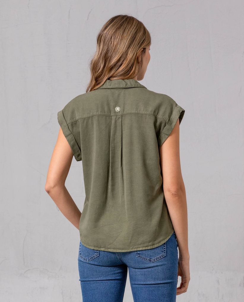 Camisa manga sisa con bolsillo para mujer