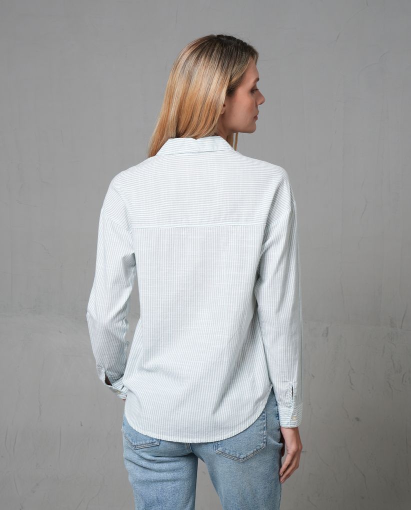 Camisa icónica con diseño preteñido a rayas para mujer