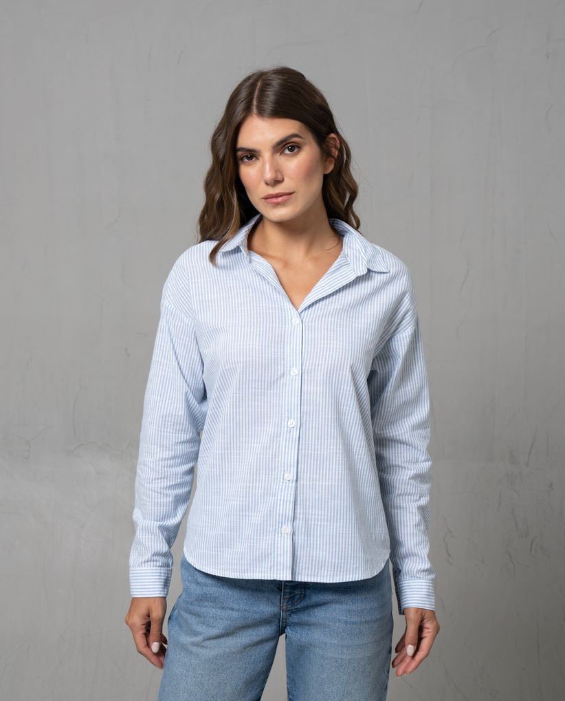 Camisa icónica con diseño preteñido a rayas para mujer