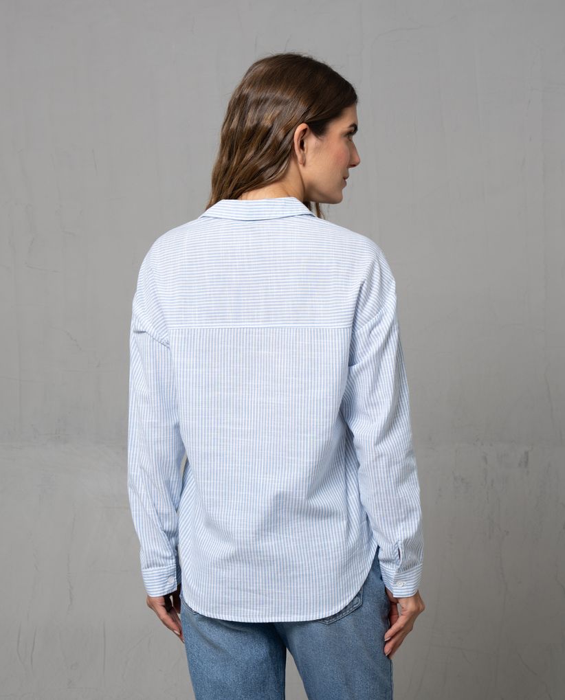 Camisa icónica con diseño preteñido a rayas para mujer