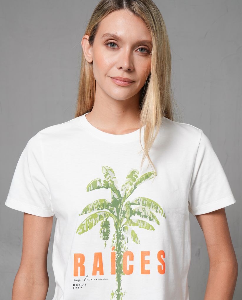 Camiseta estampada en frente para mujer