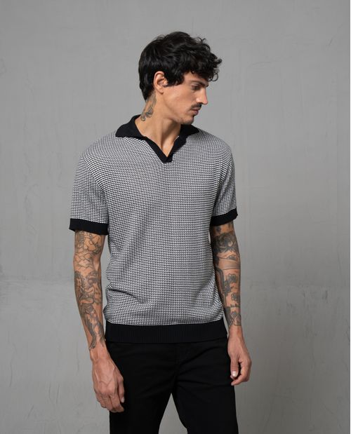 Polo tejida con diseño a rayas para hombre