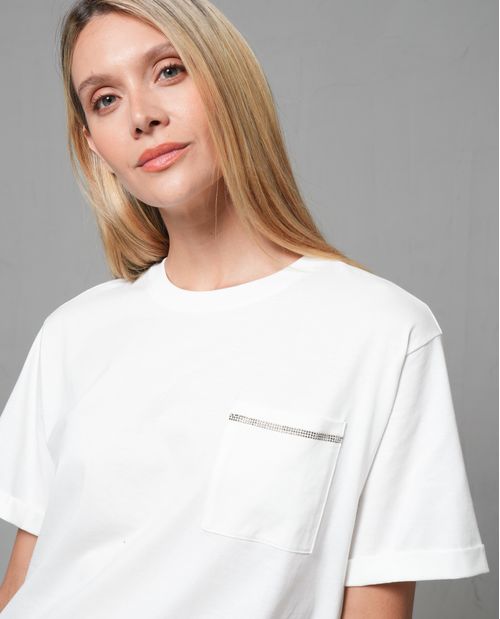 Camiseta manga corta con bolsillo para mujer
