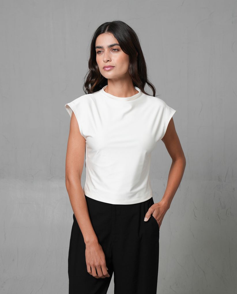 Camiseta ajustada con escote en espalda para mujer