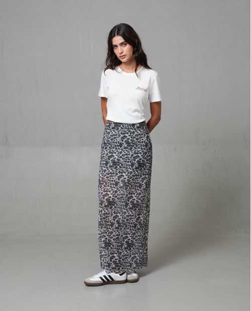 Falda larga animal print para mujer