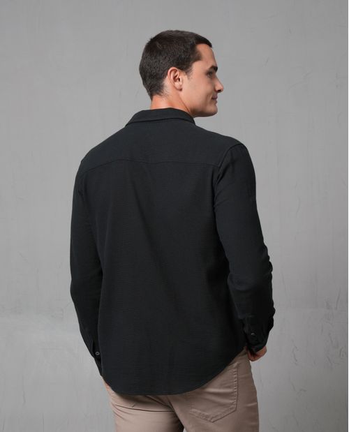 Camisa manga larga de tela con textura para hombre