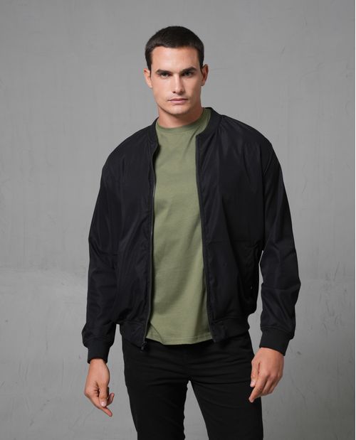 Chaqueta Bomber con puños y fajón tejidos para hombre