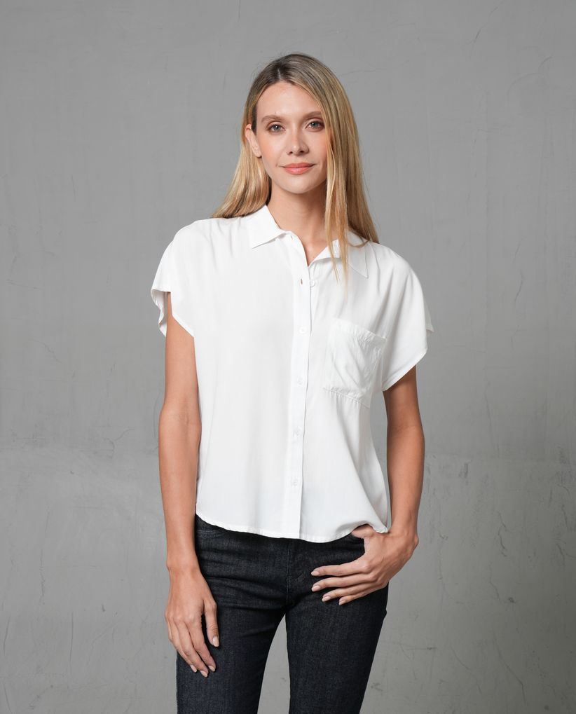 Camisa de manga corta rodada para mujer