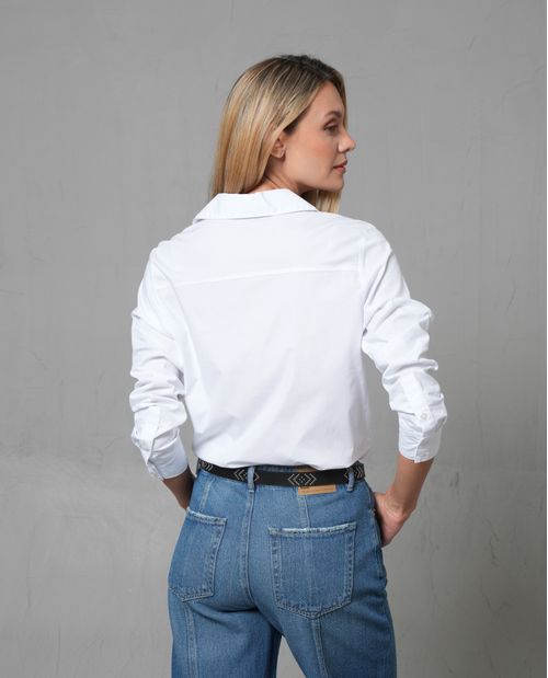 Camisa manga larga con bolsillo para mujer