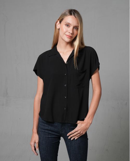Camisa de manga corta rodada para mujer
