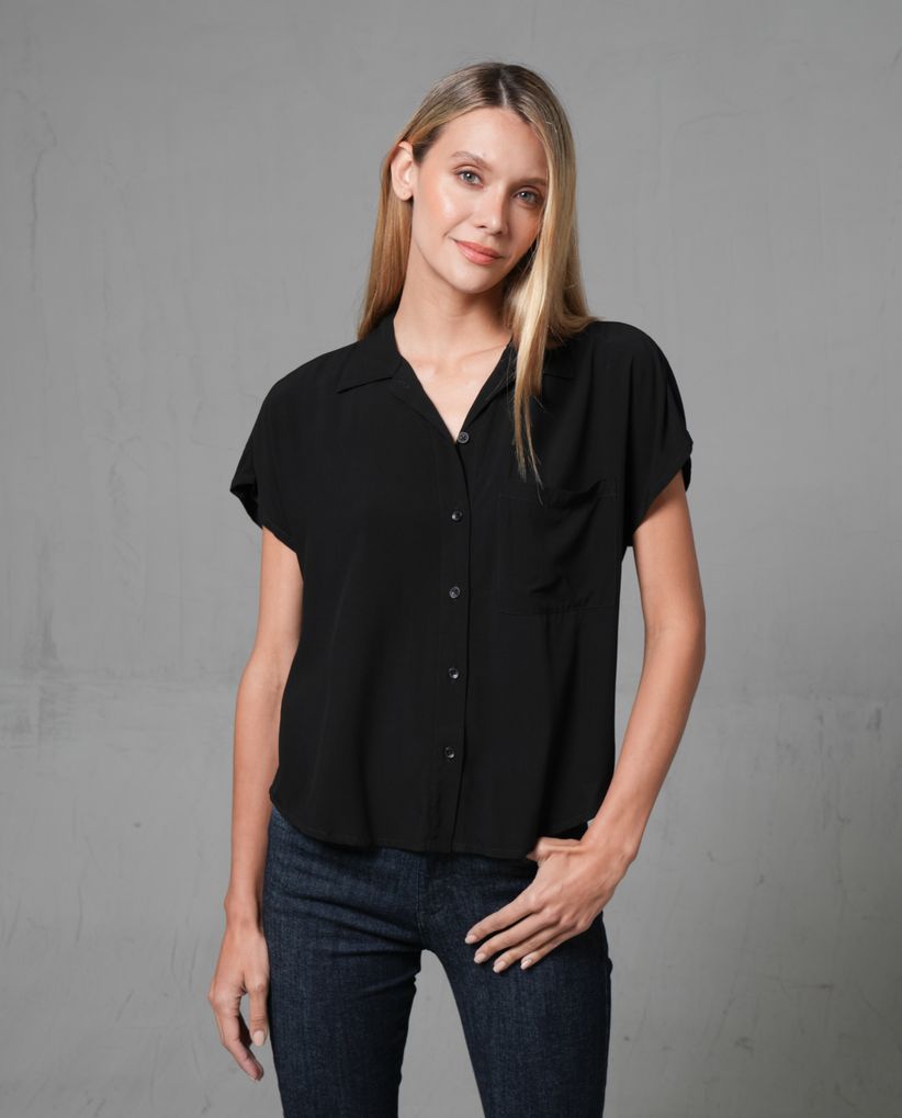 Camisa de manga corta rodada para mujer
