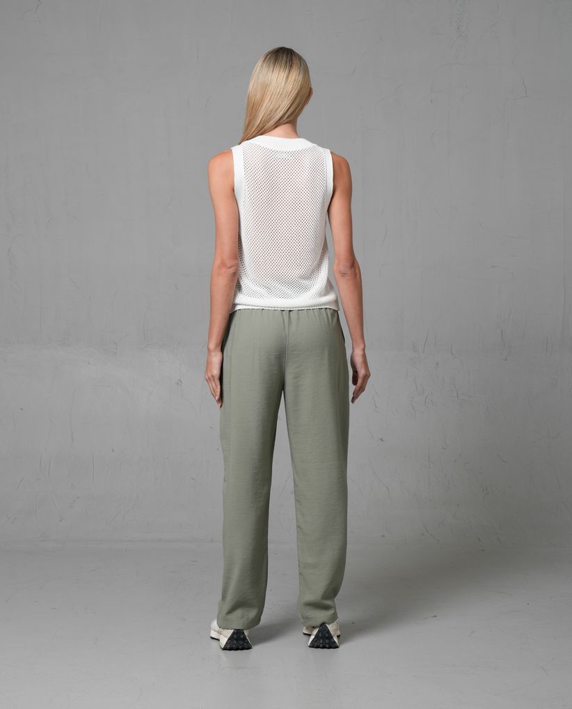 Pantalón Recto con elástico en cintura para mujer