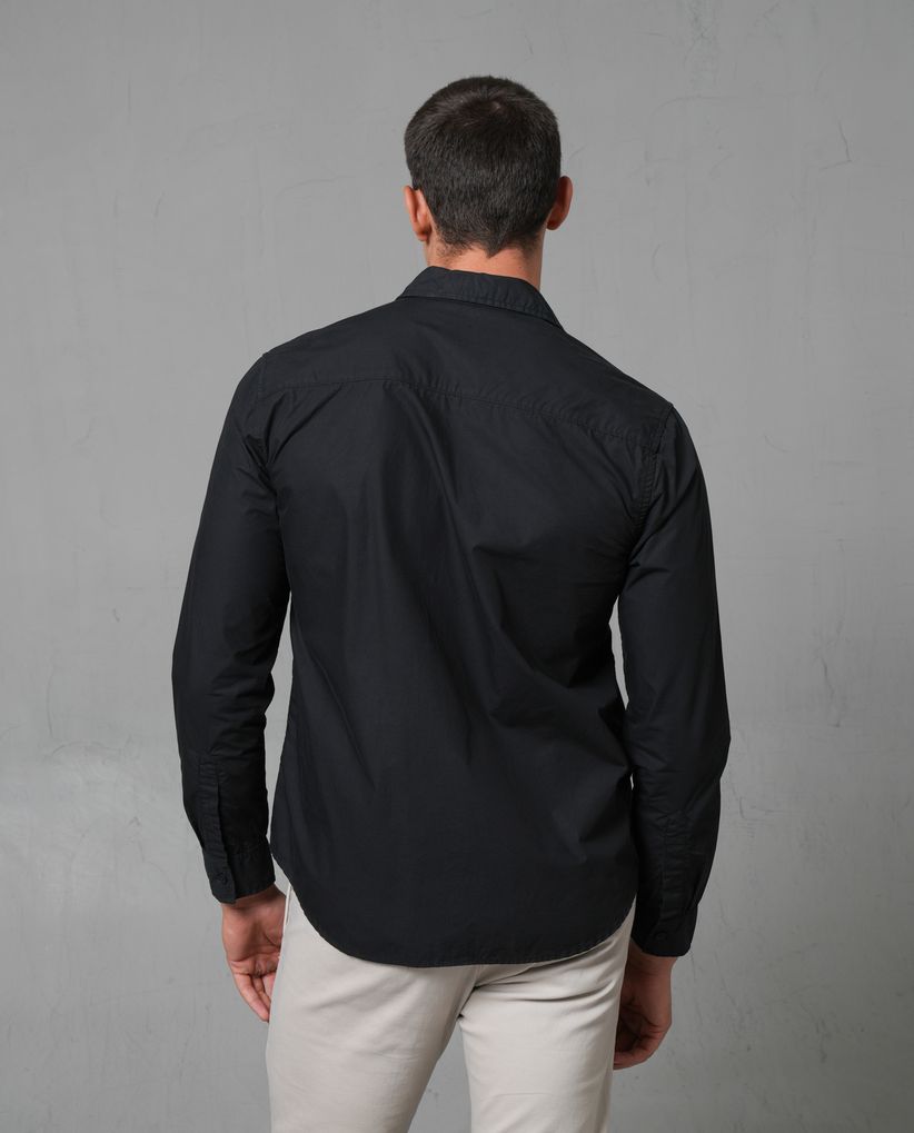 Camisa manga larga con mini bordado para hombre