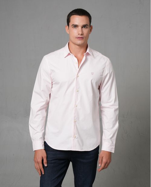 Camisa manga larga con mini bordado para hombre