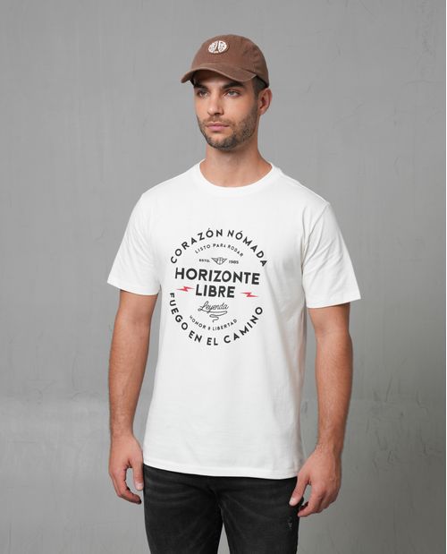 Camiseta cuello redondo con estampado para hombre
