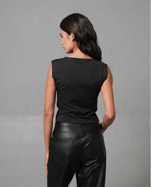 Camiseta semicrop manga sisa para mujer