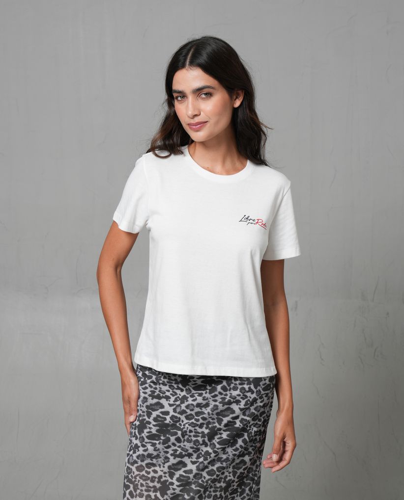 Camiseta cuello redondo estampada para mujer