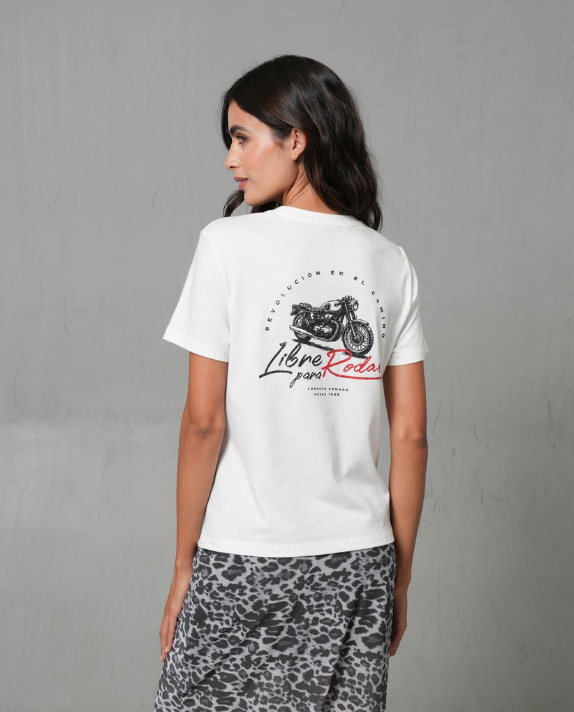 Camiseta cuello redondo estampada para mujer