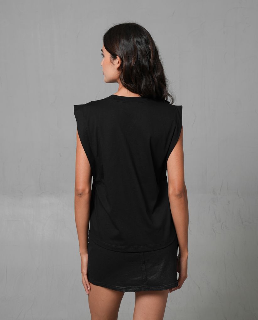 Camiseta manga sisa con taches para mujer