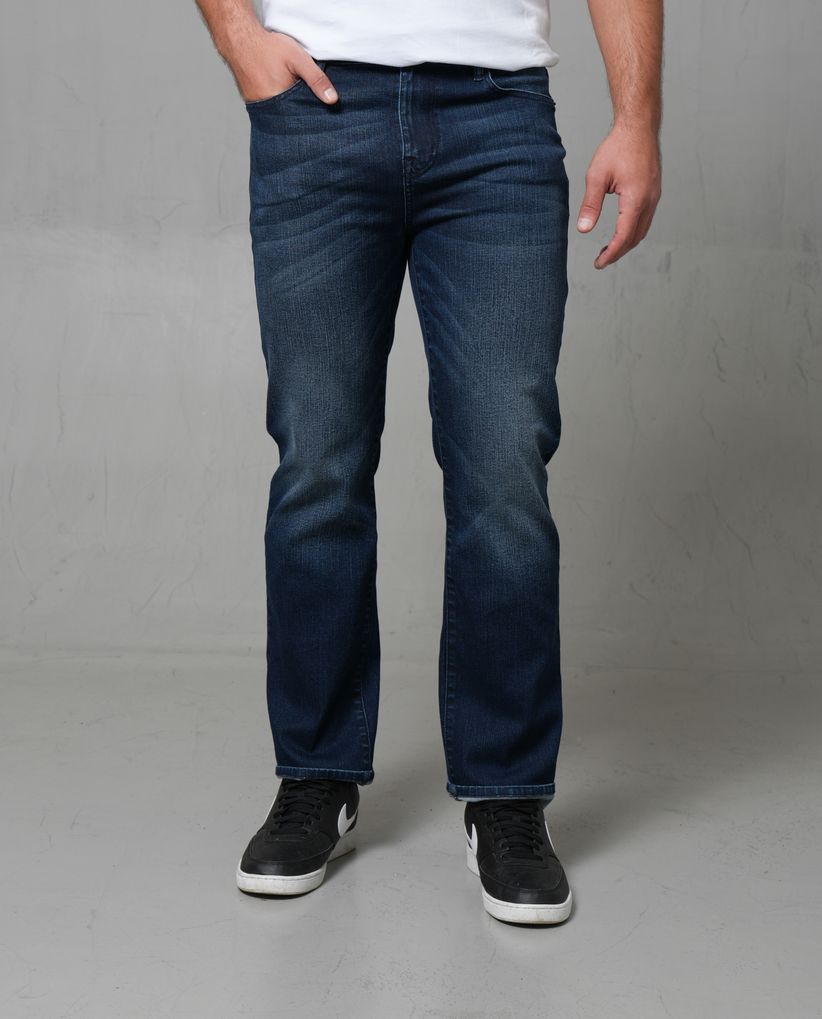 Jean Straight tono oscuro con iluminaciones para hombre