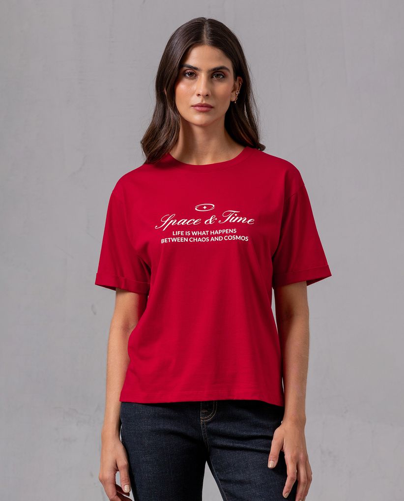 Camiseta básica estampada para mujer