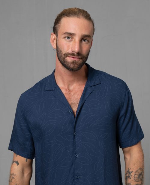 Camisa tipo bowling estampada para hombre