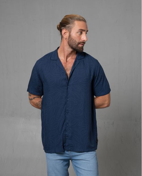 Camisa tipo bowling estampada para hombre