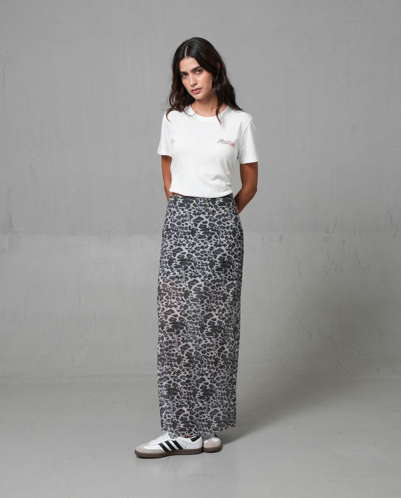 Falda larga ajustada de animal print para mujer