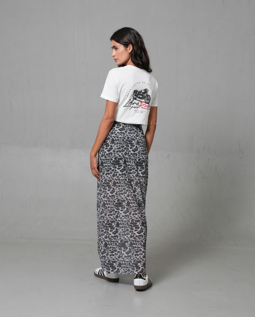 Falda larga ajustada de animal print para mujer