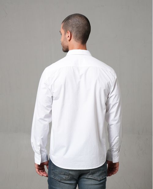 Camisa manga larga con mini bordado para hombre
