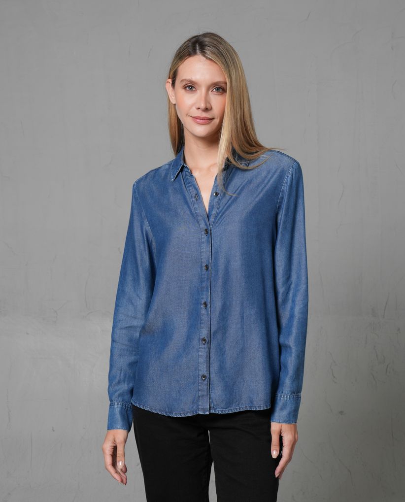 Camisa manga larga en lyocell para mujer