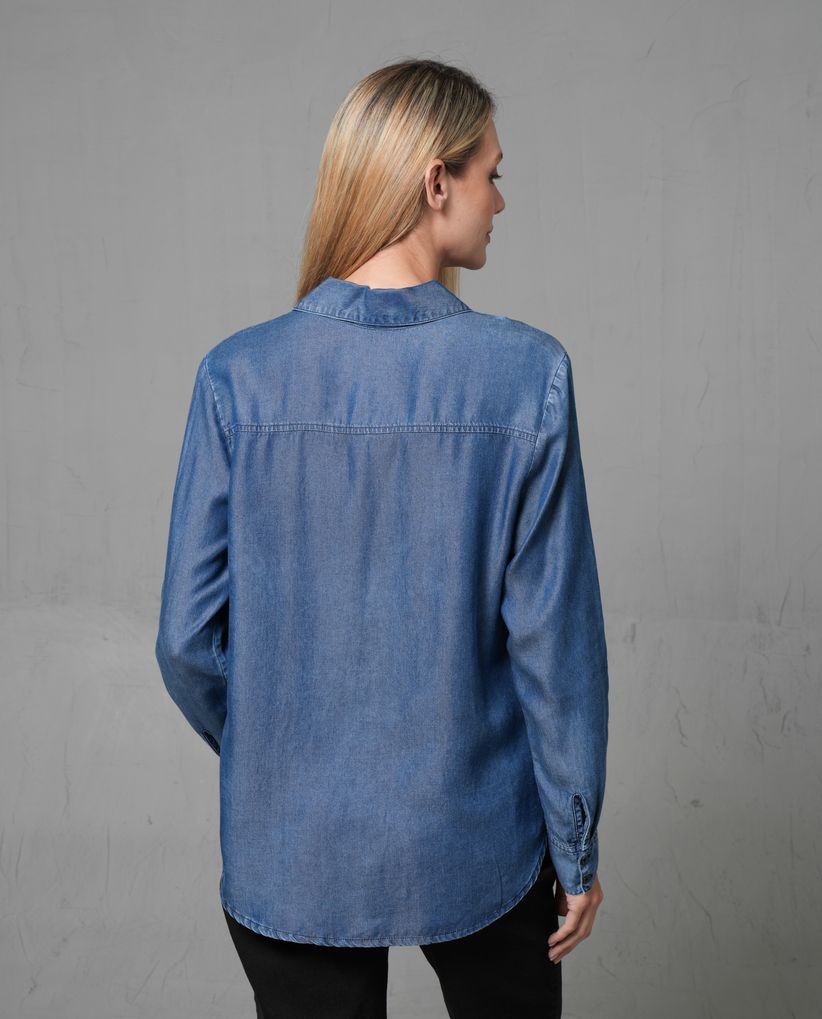 Camisa manga larga en lyocell para mujer