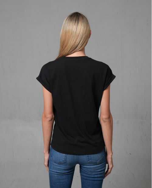 Camiseta cuello en V con estampado para mujer