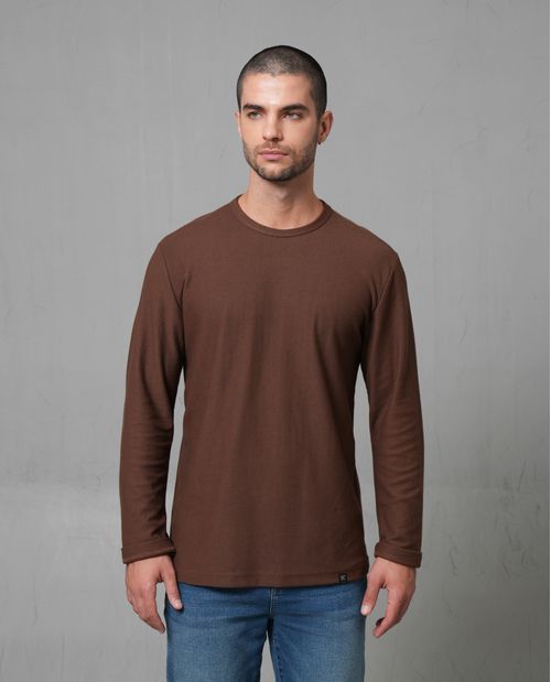 Camiseta manga larga con textura para hombre