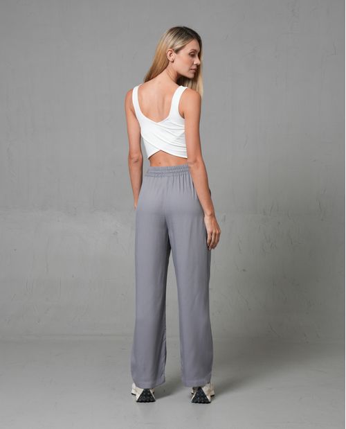 Pantalón Recto con pretina enresortada para mujer