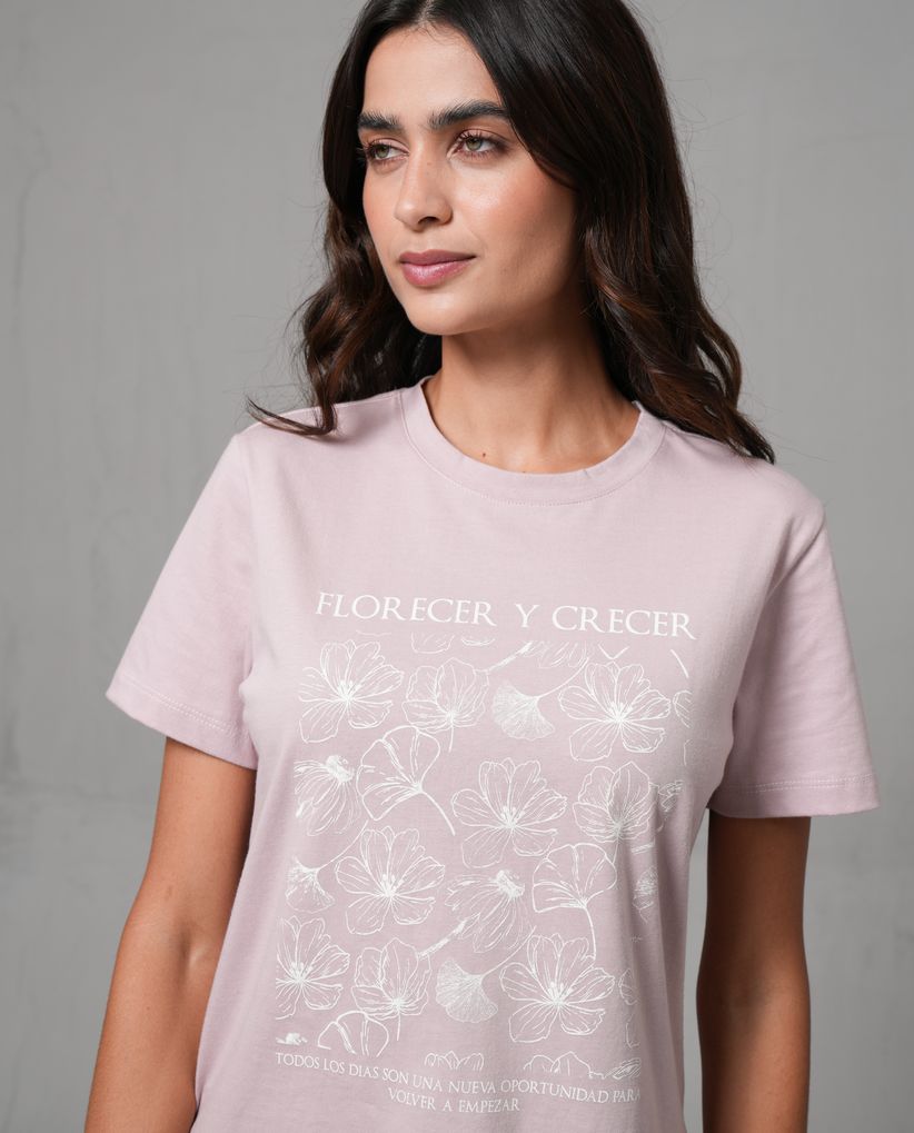 Camiseta estampada manga corta para mujer