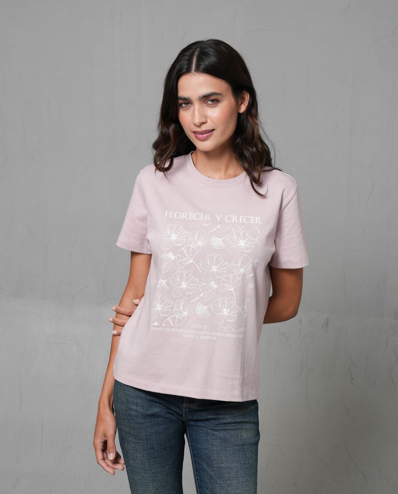Camiseta estampada manga corta para mujer
