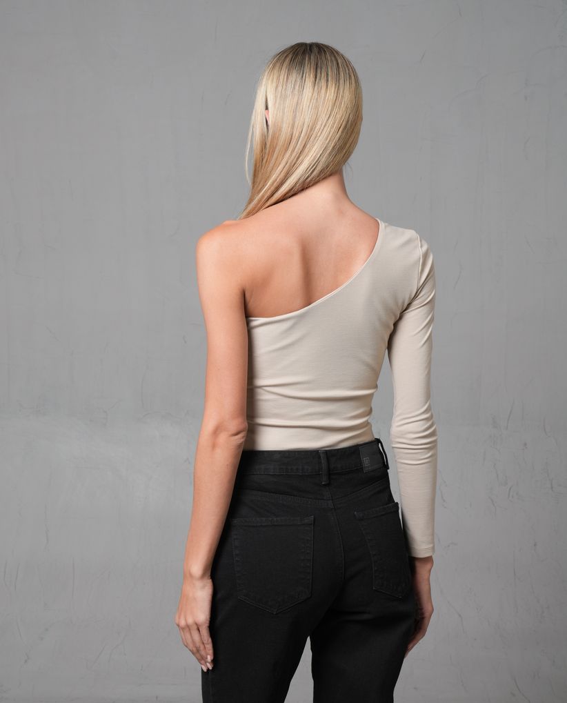 Camiseta de un solo hombro manga larga para mujer