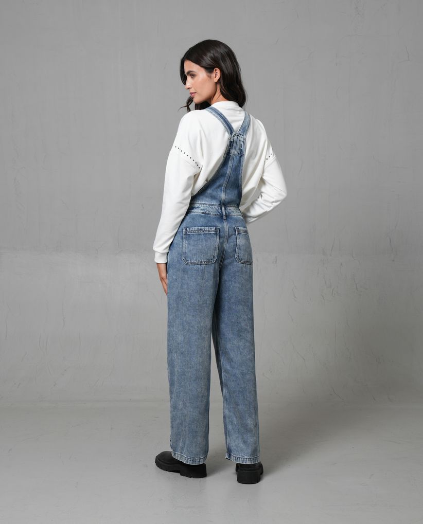 Overall largo en denim para mujer