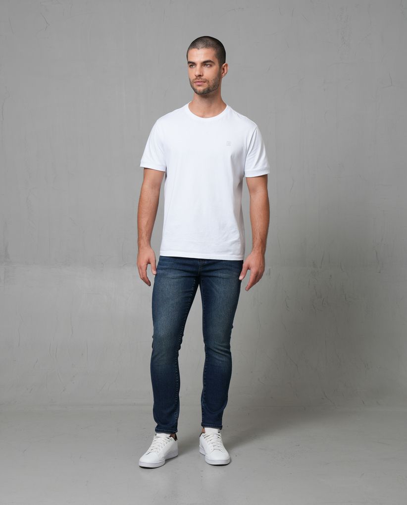 Jean Slim tono medio con iluminaciones para hombre