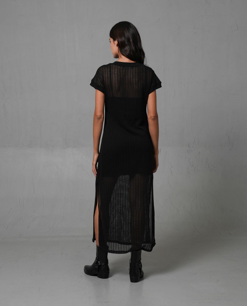 Vestido largo efecto tejido para mujer