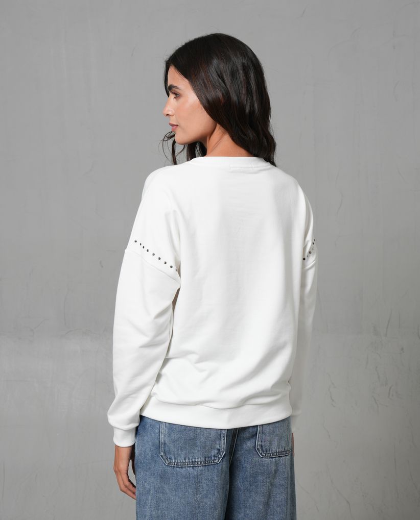 Buzo en burda con apliques para mujer